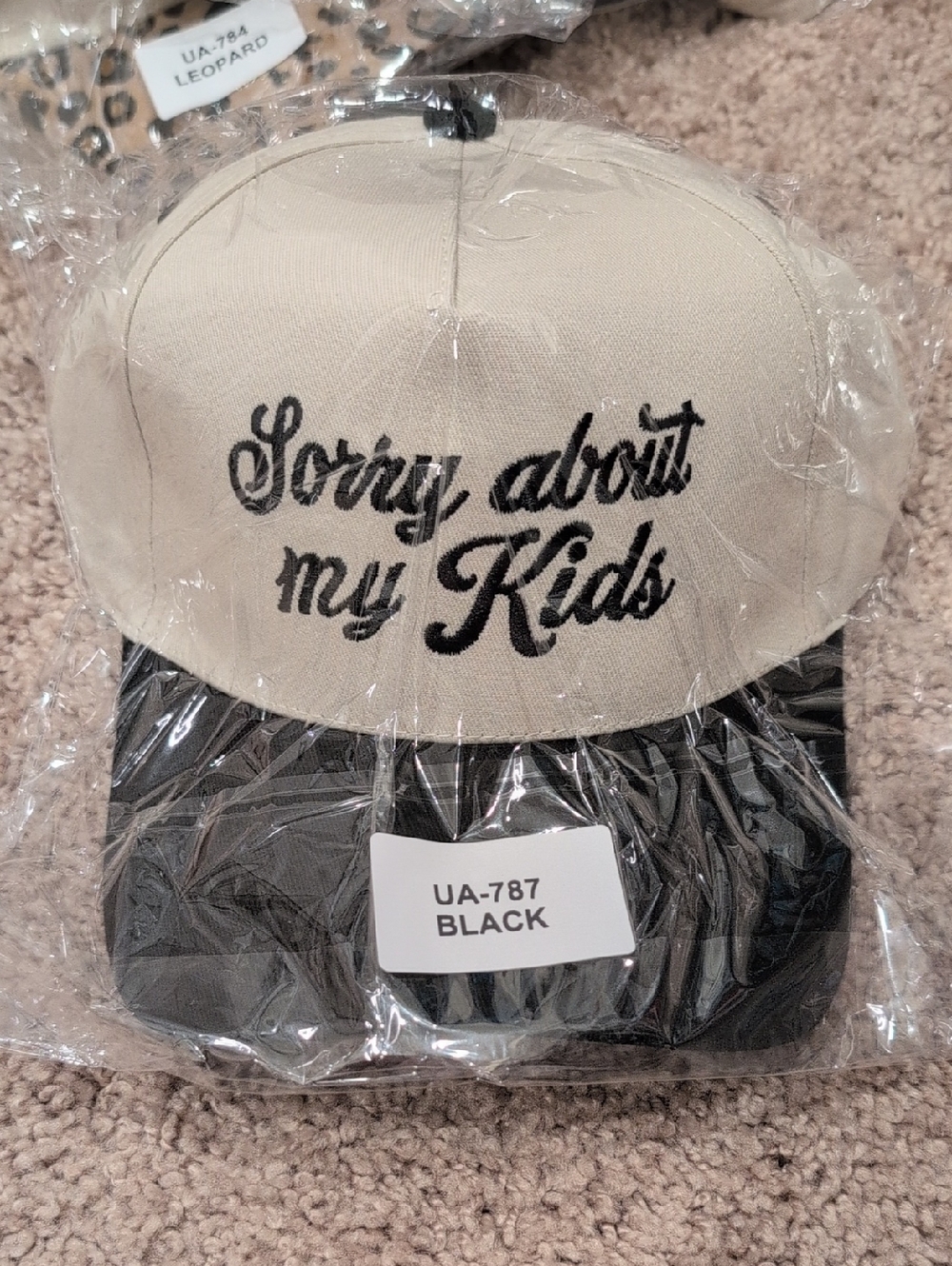Sorry About My Kids Beige & Black Canvas Hat